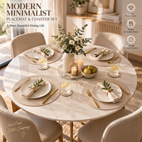 Tapis personnalisés écologiques chauffants modernes en cuir PU crème à motifs floraux, diamètre 35 cm, antidérapants, légers, imperméables et résistants à l'huile