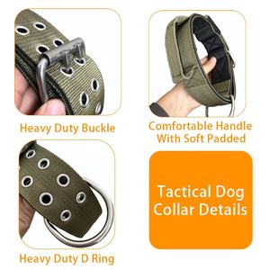 <span class=keywords><strong>Collar</strong></span> de perro ajustable de nailon para mascotas de entrenamiento táctico de 2 pulgadas de ancho para exteriores con forro cómodo y hebilla resistente - Product Image 2