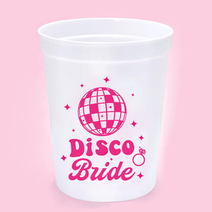 Vaso Reutilizable de 16 oz Rosa y Blanco para Despedida de Soltera, Novia Disco, Personalizado para Bodas, Festivales y Eventos - Product Image 4
