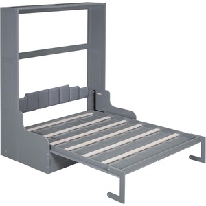 <span class=keywords><strong>Lit</strong></span> <span class=keywords><strong>mural</strong></span> en tissu gris avec canapé et coussin, espace de rangement, <span class=keywords><strong>2</strong></span> <span class=keywords><strong>places</strong></span> - Product Image 5