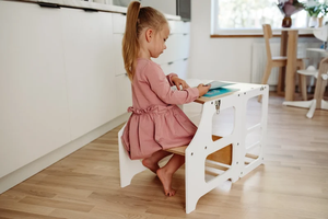 Toddler Tower Montessori Learning Bed Farmhouse Wood Durable Modern Step Helper - Product Image 4