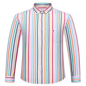 เสื้อเชิ้ตผู้ชายผ้าฝ้ายอ๊อกซ์ฟอร์ด 100% ทรงเข้ารูป แขนยาว ลายสก็อต สไตล์ลำลอง ธุรกิจ ผ้ากันยับ ย้อมเส้นด้าย สำหรับฤดูใบไม้ผลิและฤดูร้อน - Product Image 1
