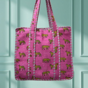 Bolsos de Mano Acolchados de Algodón con Estampado a Mano, Estilo Campestre Francés, Gran Capacidad, Hechos a Mano - Product Image 3