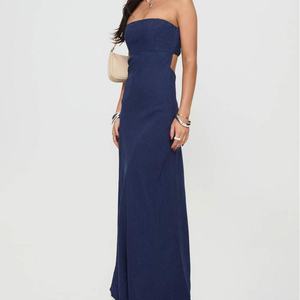 Robes longues sans bretelles bleu marine pour femmes, sur mesure OEM, pour un usage quotidien - Product Image 4