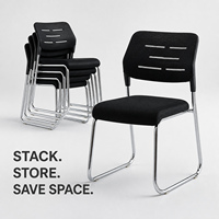 Chaise de formation moderne empilable en maille, hauteur réglable, avec accoudoirs fixes et rembourrés, structure métallique pour bureau et salle de conférence