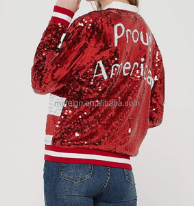 Chaqueta con cremallera frontal de manga larga de lentejuelas para mujer brillante con puños acanalados Bandera de EE. UU. Ropa de abrigo con lentejuelas para el 4 de <span class=keywords><strong>julio</strong></span> - Product Image 3