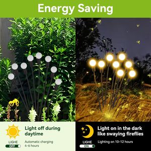 Outdoor Garden IP65 Waterproof Solar Pathway <b>Light</b> 6/8/10 Heads <b>LED</b> Firework Starburst Design <b>Light</b> <b>Sensor</b> 360 Beam Angle - Product Image 3