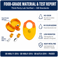 Jaune canard Silicone bébé alimentation ensemble cuillère fourchette bavoir paille tasse de qualité alimentaire sans BPA ventouse plaque enfant en bas âge enfants sevrage vaisselle