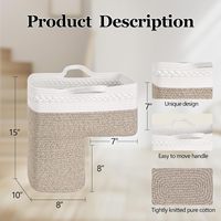 Panier de rangement moderne en corde de coton tressée, écologique, brun, avec poignées, pour escaliers en bois
