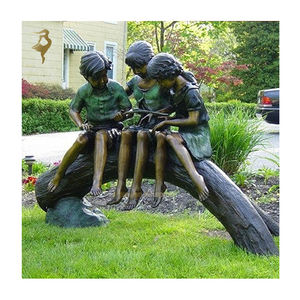Чугунные Металлические уличные маленькие 2 девочки, играющие скульптуры, садовые бронзовые статуи - Product Image 2