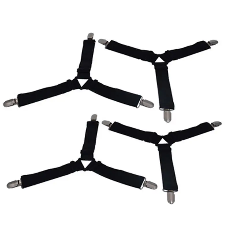 4pcs Adjustable Bed Bands Elastic Fasteners Grippers Suspenders Bed sheet holder sticker