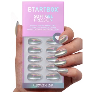 Faux Ongles Faits Main BTARTBOX – Fournitures de Qualité Supérieure en Gros – Courts, Amande, Chrome Argenté, Gel Doux, Effet Œil de Chat – Ongles à Presser - Product Image 2