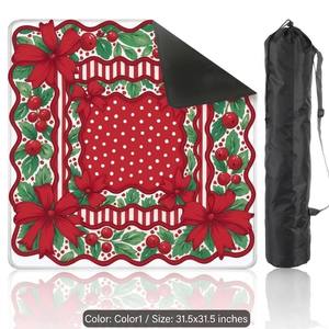 Modern Durable Diatom Ooze <b>Christmas</b> Mahjong <b>Mat</b> Non-Slip Backing Carry Bag 31.5-Inch Square Table Cover 4 Players Universal - Product Image 1