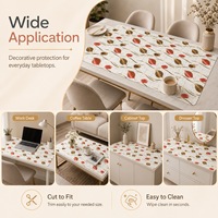 Nappe de table décorative en vinyle imprimé floral, tapis de table en PVC résistant à l'usure, facile à découper pour table à manger et bureau