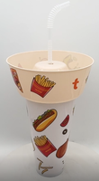 1000ml PP réutilisable PP plastique jus Boba bulle tasse à thé avec poulet frit salade de fruits bol de nourriture collation et boisson tasse