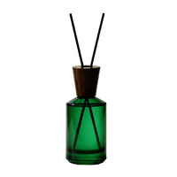 Diffuseur à roseaux, flacon vide 120 ml en verre ambré carré avec bâtonnets en bois estampés à chaud