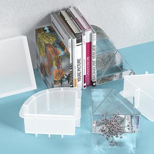 DM319 3D เรขาคณิต Trapezoidal สแควร์ Sector Bookend ซิลิโคนแม่พิมพ์ Geode หนังสือจัดระเบียบอีพ็อกซี่ Resina แม่พิมพ์สำหรับประดับส่วนบุคคล - Product Image 1