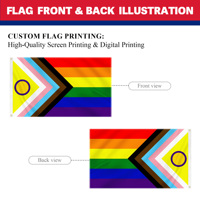 Drapeau de la fierté LGBT+ triangulaire jaune 3x5 pieds en polyester personnalisé, prêt à être expédié, vente en gros, personnalisable pour événements nationaux