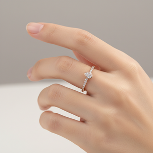 Anillo Delgado en Forma de Lágrima, Estilo Vintage, Muy Popular, Joyería de Oro Rosa Sólido de 18K con Diamantes Naturales, Anillo para Uso Diario - Product Image 3