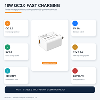 Charger Dinding USB 18W QC3.0 Bersertifikasi UL CE UKCA KC PSE RCM, Colokan US EU UK, USB-A Tunggal 5V 3A 9V 2A 12V 1.5A, Adaptor Pengisian Cepat