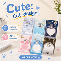 Bloc de Notas Adhesivas con Diseño de Gato, Serie Candy Poem, de Alta Calidad, Adhesivos Reutilizables con Dibujos Animados
