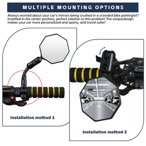 2 pièces en alliage d'aluminium HD 360 ° réglable <span class=keywords><strong>rétroviseur</strong></span> de vélo Anti-impact/Explosion/éblouissement guidon accessoires extérieurs - Product Image 2
