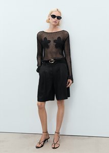 Pull décontracté pour femme, mode européenne et américaine 2026, hauts en crochet pour femme, sexy, ajouré, tricoté, brodé, col rond - Product Image 2