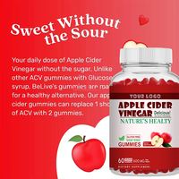 Gummies au vinaigre de cidre de pomme avec ingrédients naturels, pectine végétalienne, gummies ACV, soutien digestif, complément alimentaire pour la gestion du poids
