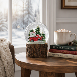 Globo <span class=keywords><strong>de</strong></span> Nieve Navideño con Camioneta Roja Vintage Transportando Árboles, Globo <span class=keywords><strong>de</strong></span> Agua <span class=keywords><strong>de</strong></span> Resina con Base Rústica <span class=keywords><strong>de</strong></span> Tronco, Decoración Navideña para Mesa, Regalo - Product Image 5