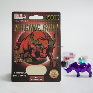 Luxury Gold Foil Rhino Style Supplement <b>Packaging</b> Box Custom <b>Printed</b> Pill Card Box <b>and</b> Capsule Blister Wholesale - Product Image 1