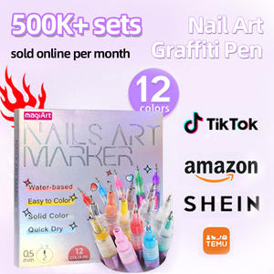 Spidol seni kuku 0.5mm, pena grafiti cat akrilik 12 warna, pena menggambar DIY cepat kering - Product Image 6