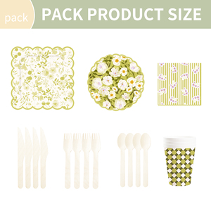 DAMAI Wildflower Theme Party Decoration Birthday Party Daisy <b>Paper</b> Plate Disposable <b>Paper</b> Plate Tissue Tableware Set - Product Image 6