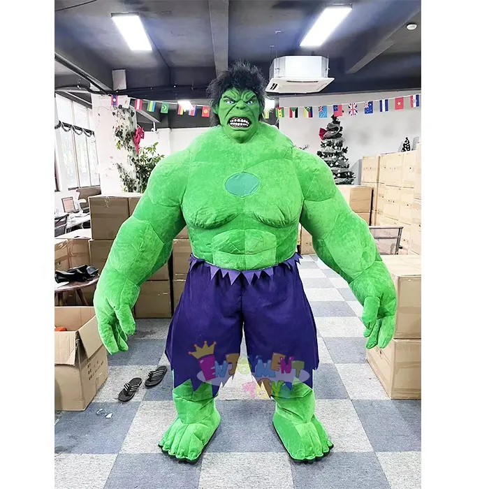 Kostum maskot Hulk untuk kartun dewasa menyenangkan CE raksasa tiup Logo khusus buatan tangan hijau hewan uniseks warna apa pun