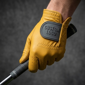 Premium Genuine <b>Leather</b> PU <b>Leather</b> Breathable Non-Slip Full Finger Lightweight Adjustable Hook Loop Closure Men's Golf - Product Image 4
