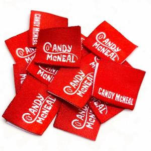 Custom Eco-Friendly Black Woven Clothing Garment Care Labels with One Side Fold and Press Labels for Shirt <b>Jackets</b> - Product Image 2