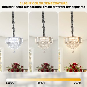 Lampe suspendue LED en cristal chromée à hauteur réglable avec angle de faisceau de 360° pour usage hôtelier - Product Image 4
