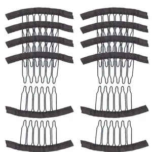 ML 1000 개/가방 7 치아 30mm 블랙 컬러 가발 빗 클립 금속 헤어 빗 가발 클립