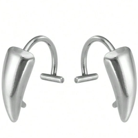 Vampire Fang Lip Ring Silver Fangs Clip-On Body Piercing Dents pour Goth Cosplay