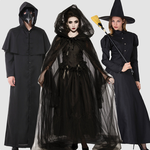 Costume de vampire d'Halloween pour adulte cape de mascarade avec longue jupe de sorcière noire <span class=keywords><strong>tenue</strong></span> Cosplay - Product Image 2