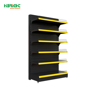 Heavy Duty Gondola Shelving Supermarket Display <b>Rack</b> Black Yellow Retail Store <b>Shelf</b> Double Sided Freestanding - Product Image 1
