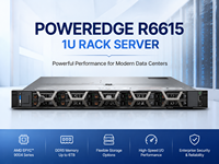 שרת מדף R6615 1U עם מעבד AMD EPYC 9004 בעל 128 ליבות, זיכרון DDR5 ECC בנפח 3TB, PCIe Gen5, וירטואליזציה ארגונית, NVMe