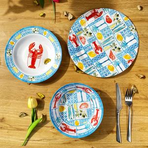 Bestwares بالجملة أطباق عشاء ضحلة ميلامين مستديرة ومطبوعة حسب الطلب مع تصميم سلسلة عناصر المحيط - Product Image 2