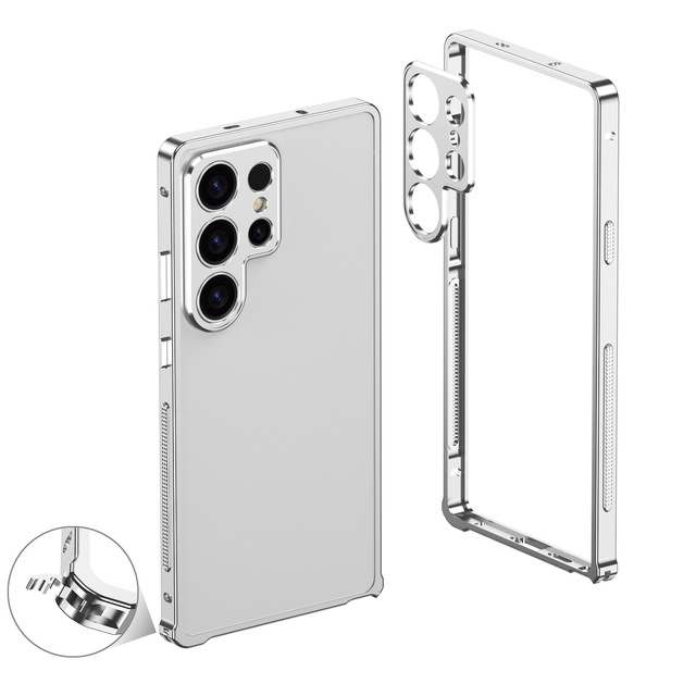Wholesale Shockproof Metal Bumper Phone Case with Metal Camera Protector Seahorse Buckle Case for Samsung Galaxy S25 S24 Ultra