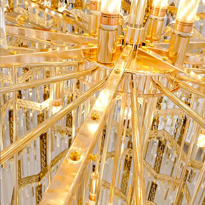 New European Luxury Restaurant Lobby Hotel Project Golden Round Crystal Large Chandelier for Living Room