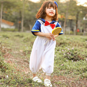 Pantalon à bretelles blanc pour enfants XJ Baby Duck, costume de <span class=keywords><strong>marin</strong></span> bleu marine pour Halloween, tenue de personnage d'anime canard - Product Image 4
