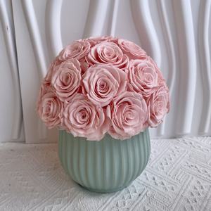 Vase classique en céramique Venise <span class=keywords><strong>Lego</strong></span> en travertin déchiré au design futuriste avec rose séchée conservée pour toujours pour la décoration <span class=keywords><strong>de</strong></span> la pièce maîtresse - Product Image 3