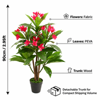 JWS4251 Desain Baru Pohon Bunga Plumeria Rubra Buatan untuk Dekorasi Rumah, Taman, dan Mal, Tanaman Pohon Bunga Buatan