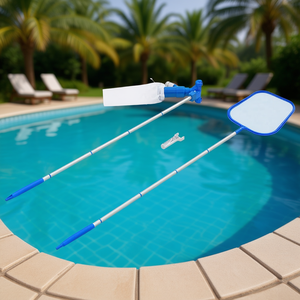 Kit de mantenimiento de piscinas, herramientas de limpieza de piscinas con mango de aluminio de 2 piezas, accesorios esenciales para piscinas - Product Image 2