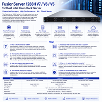 Serveur Rack 1U XFusion FusionServer 1288H V7 V6 V5 à Double Processeur Intel Xeon pour Stockage d'Entreprise et Serveur Cloud IA Haute Performance