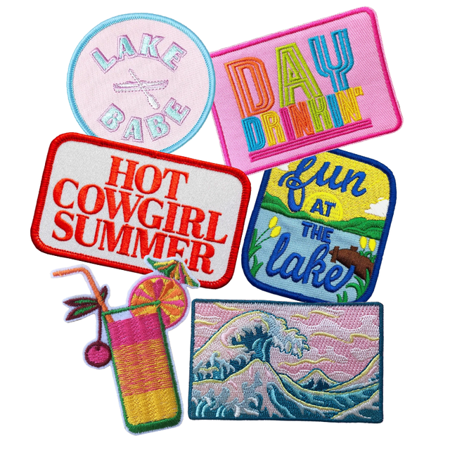 Custom Embroidered Sustainable Custom Shape Multi-functional Custom Size Beach Sunshine Lake Summer Iron-On Neon Twill Patches